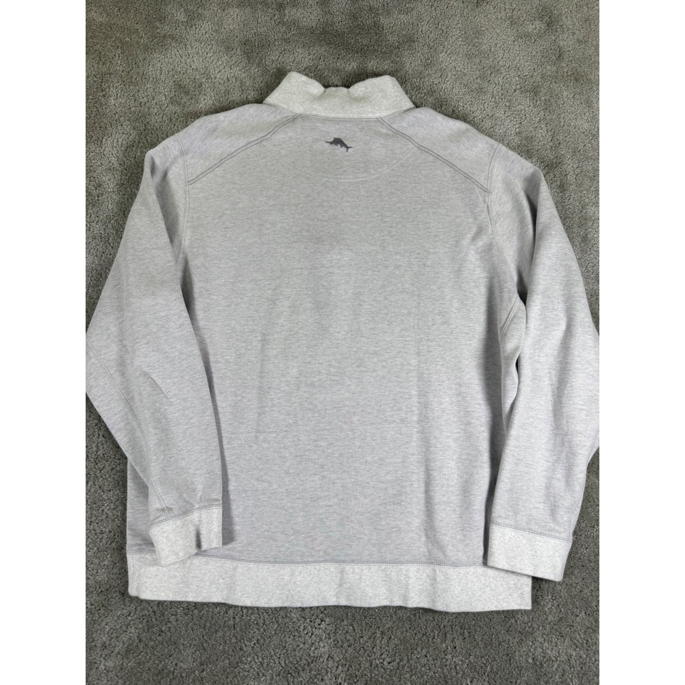 Tommy Bahama Reversible Quarter Zip Pullover Grey Cotton Tencel Mens XL - Picture 6 of 7